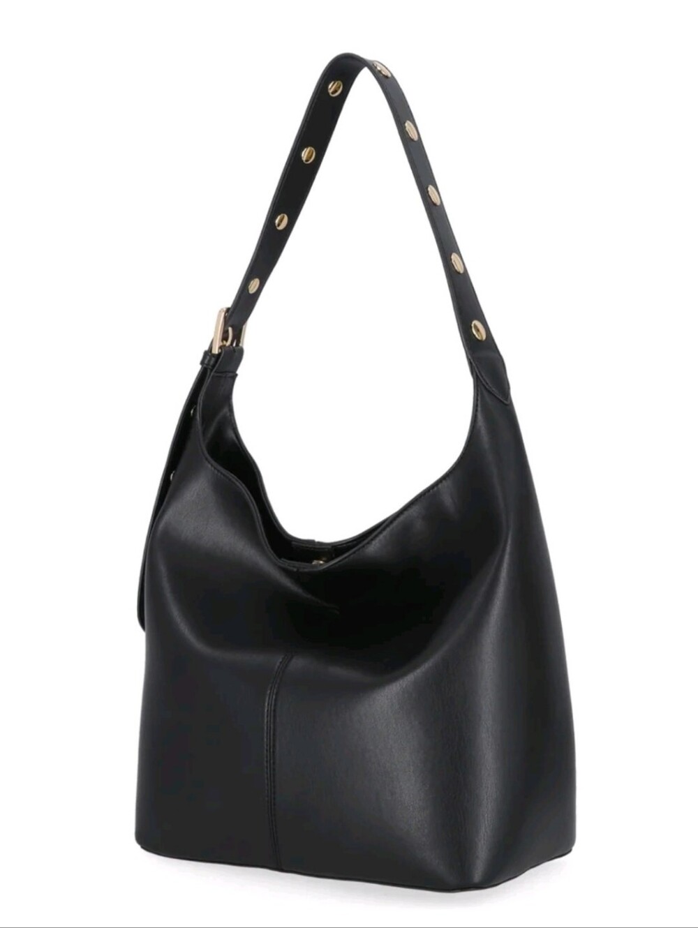 SHIVELY Classic Black VEGAN Leather Hobo Shoulder Bag